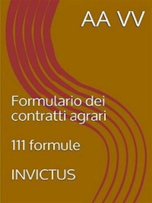 cover image of Formulario dei contratti agrari